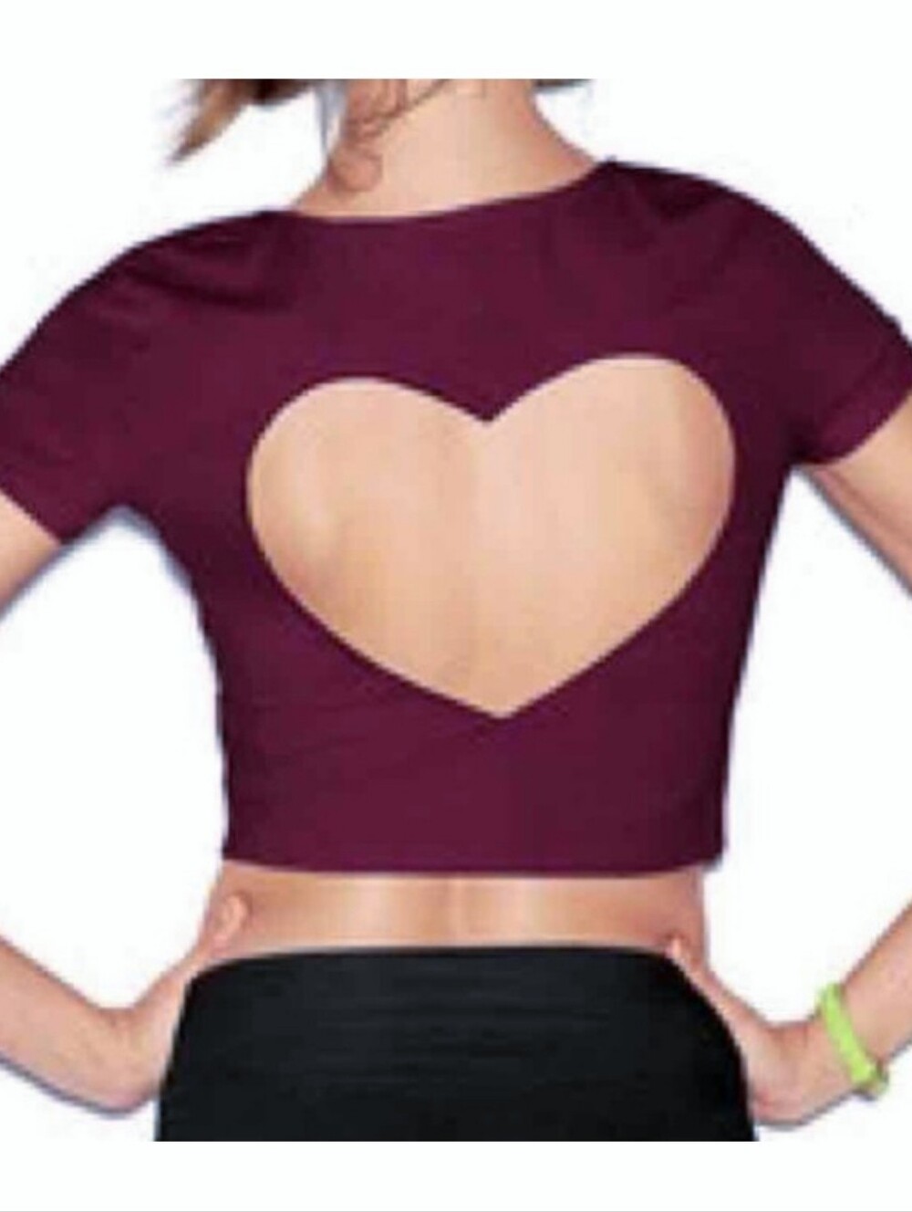 PINK Victoria's Secret Heart Cutout Crop Top Tee Shirt Sz S